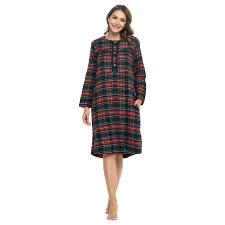 

Ashford & Brooks Women s Flannel Plaid Long Sleeve Nightgown