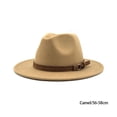 thumbnail image 4 of Sombrero de fieltro de ala ancha Qarigey para adultos, gorra decorativa, color bronceado, 56-58 cm, 4 of 6