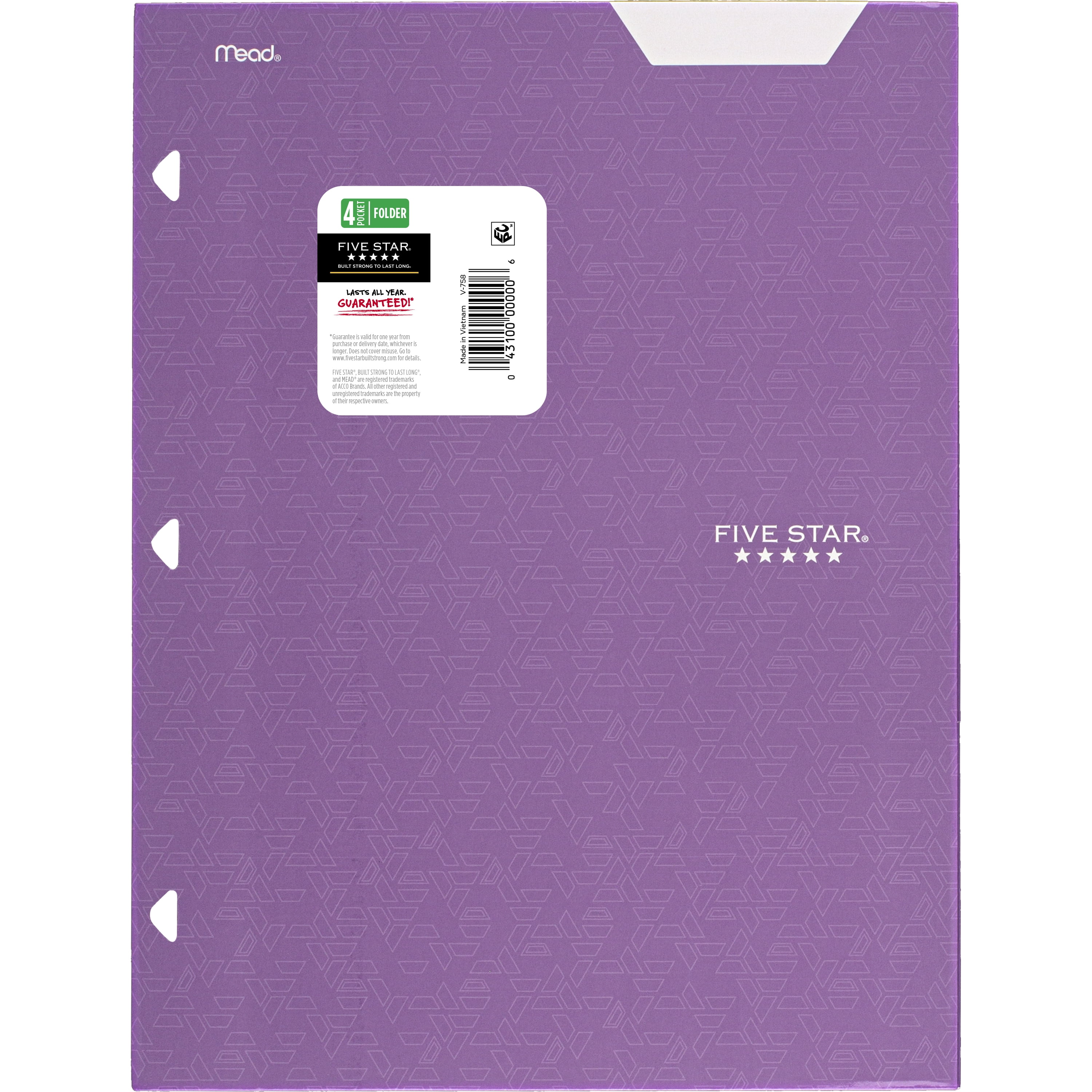 (2 pack) Five Star 4-Pocket Paper Folder, Amethyst Purple