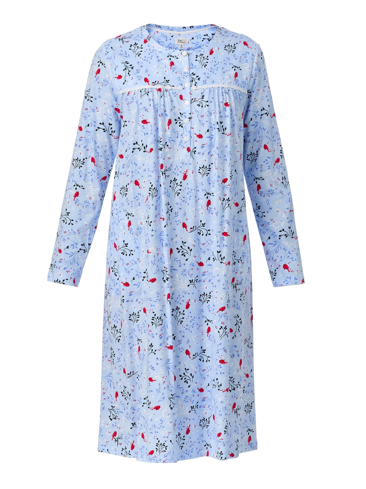 Aria Women’s 100% Cotton Long Sleeve Ballet Nightgown, Sizes XS-5X