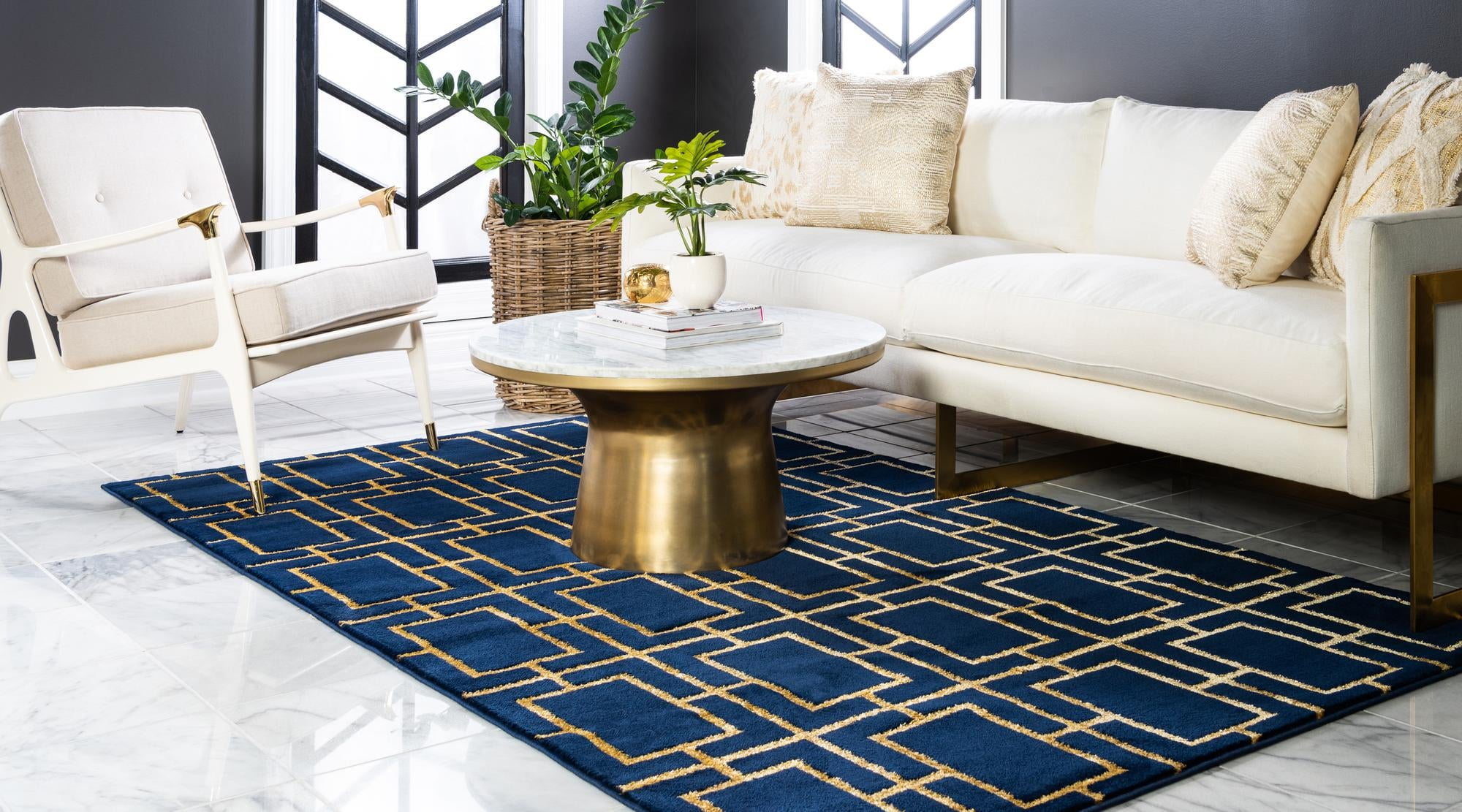 Rydowenna Square Area Rugs 3x3 Navy Blue Gold Aesthetic Carpet  for LivingRoom Bedroom Marble Pattern Under DiningCoffee Table Farmhouse  Home Office Floor Mats Kitchen Laundry Bathroom, 3x3ft : Home & Kitchen