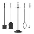 thumbnail image 2 of Gymax Ensemble d'Outils de Cheminée 5 Pcs avec Pinces à Tisonnier, Brosse, Pelle et Support Rond Noir, 2 of 10