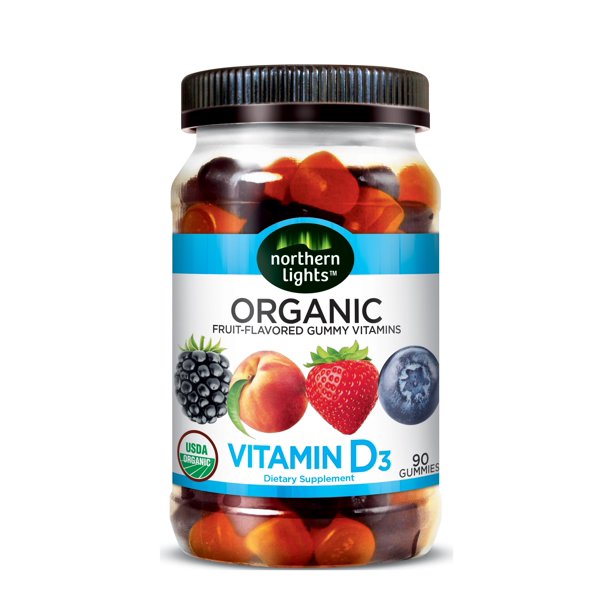 Northern Lights Organic Vitamin D3 Gummies, Mixed Berry Peach and