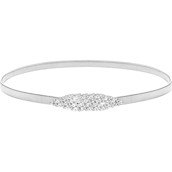Leander Women's Skinny Metal Waist Belt Elastic Thin Waist Belt for Dress Stretch Chain Belt