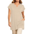 thumbnail image 3 of Horkkom Short Sleeve Tops for Women Summer V Neck Tunic Tops Solid Color Loose Casual Tops with Pockets S, 3 of 7