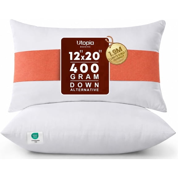 Utopia Bedding 12x20 White Throw Pillow Inserts (Set of 2) – Soft Decorative Pillow Inserts for Couch, Sofa & Bed