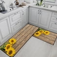 thumbnail image 3 of Yellow Sunflower Kitchen Rugs and Mats Non Skid Washable Set of 2, Rustic Wooden Board Kitchen Mats for Floor, Vintage Kitchen Runner Rug, Farmhouse Floral Blossom Kitchen Decor, 3 of 6