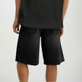 thumbnail image 4 of RYDCOT Men Washed Baggy Jorts Y2k Streetwear Loose Fit Hip Hop Skateboard Straight Leg Denim Shorts Black, 4 of 7