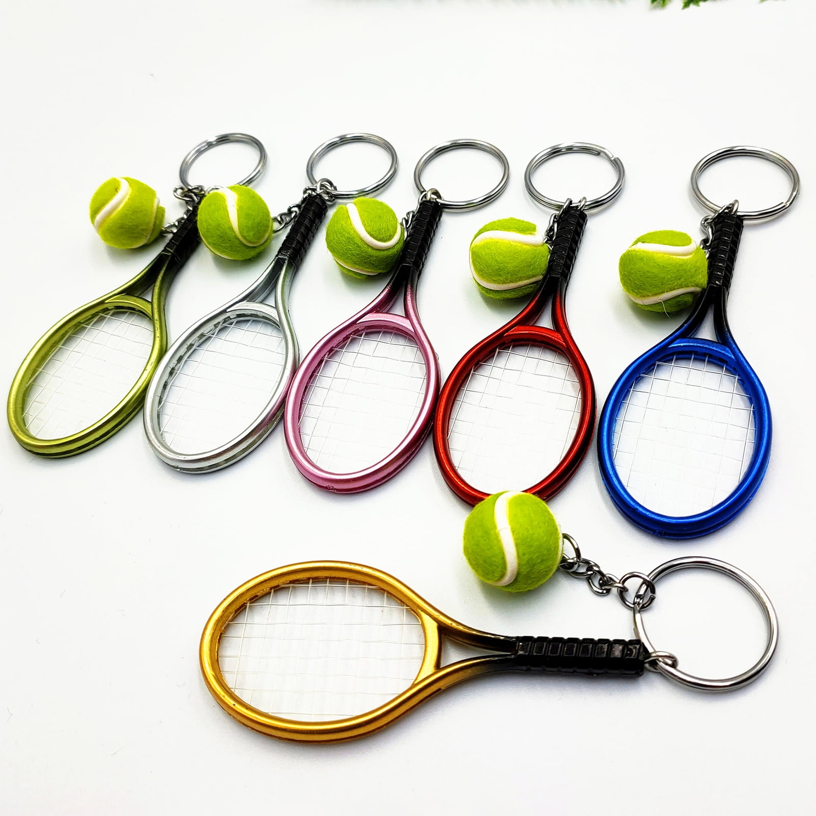 CUTICATE 1Pcs Mini Tennis Racket Ball Keychain Gift Sports Tennis Keyring Decoration 