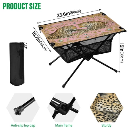 BZSMCE Camping Tables Simple Folding Table Jewel-toned Love Pattern Size:23.6*15.7in