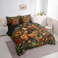 thumbnail image 2 of Castle Fairy Vintage Floral Bear Queen Bedding 7pcs,Daisy Leaf Dark Backdrop Bedding Comforter Set Queen,Orange Green Cream,Black Reversible, 2 of 7
