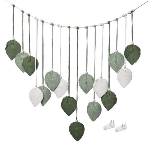 Boho Style Leaf Design, Macrame Handmade Wall Hanging Tapestry, Tassel Decor for Home  Bedroom