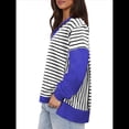 thumbnail image 2 of Sudaderas de Rayas para Mujer, Cuello en V, Jersey con Bloques de Color, Camisetas de Larga, Blusas Preppy, Conjuntos de Otoño. Negro Sobre M, 2 of 7