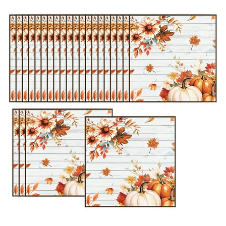 CuiLiyq 24 PCS Fall Thanksgive Napkins, Halloween Napkins Maple Leaves Pumpkin Dinner Napkins Autumns Leaf Luncheon Napkin, For Thanksgive Home Kitchen (13" x 13")