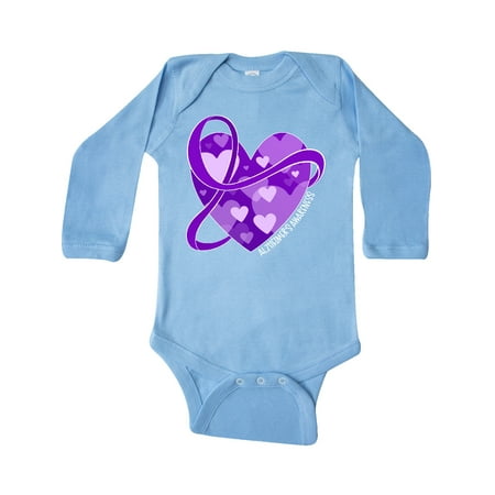 

Inktastic Alzheimers Awareness Purple Ribbon Around Heart Gift Baby Boy or Baby Girl Long Sleeve Bodysuit