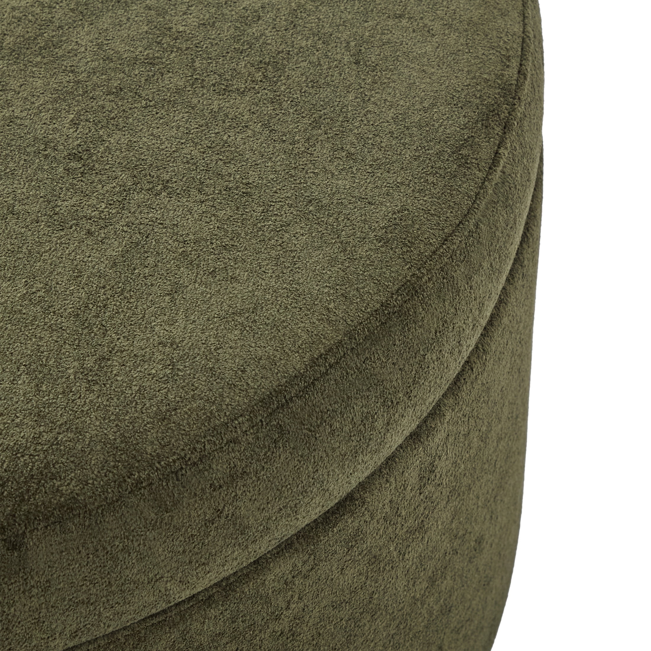 Christopher Knight Home 28.7" Classic Round Storage Ottoman with Chenille Upholstery, Wooden Base, Olive Green