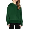 thumbnail image 3 of Girls Oversized Hoodies, Fleece Lined Long Sleeve Hooded Sweatshirt with Kangaroo Pocket, Drop Shoulder Solid Color Casual Pullover Tops for Kids 5-14 Years, Blackish Green 120, 3 of 7