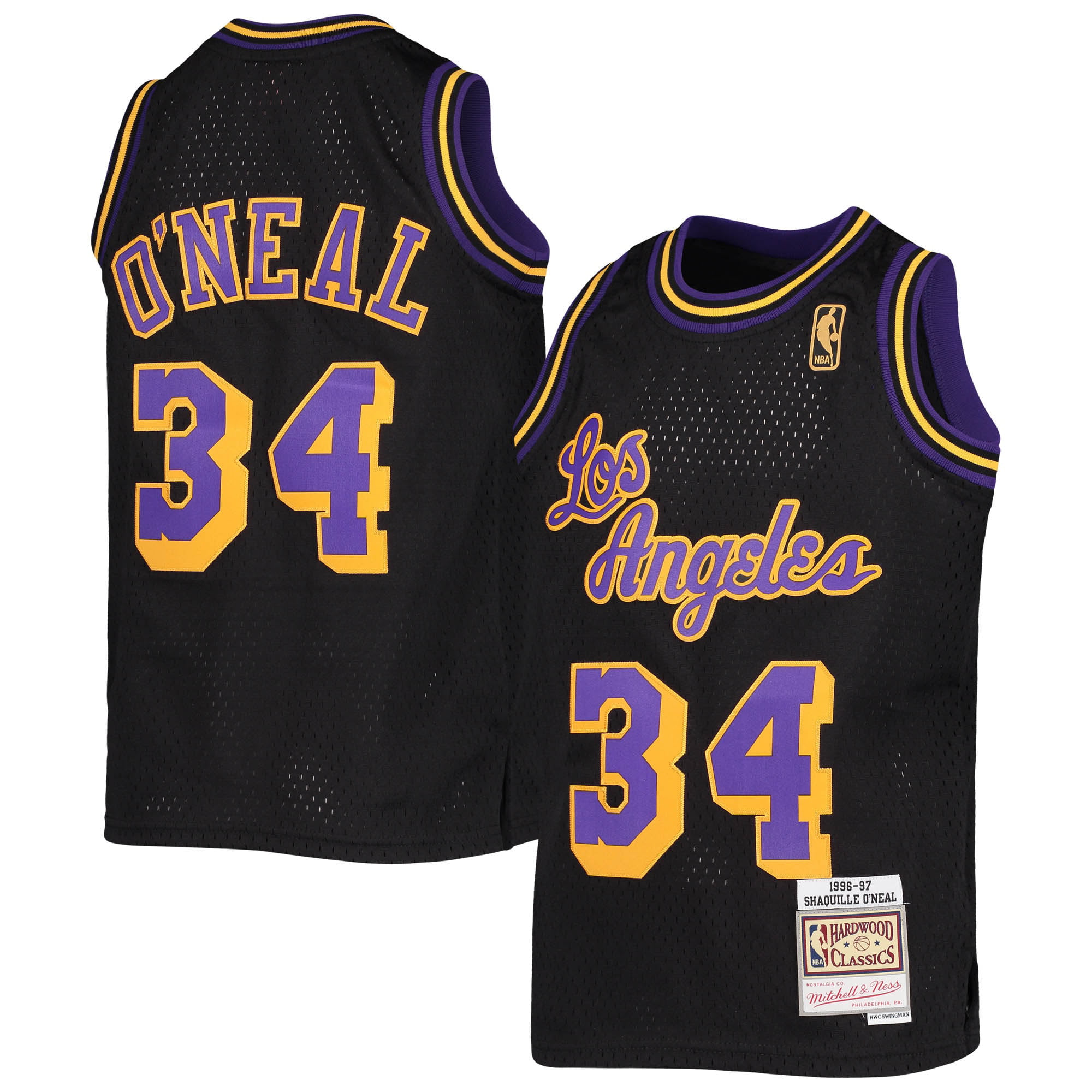 Shaquille O'Neal Los Angeles Lakers Mitchell & Ness Youth 1996-97 Hardwood Classics Reload Jersey - Black