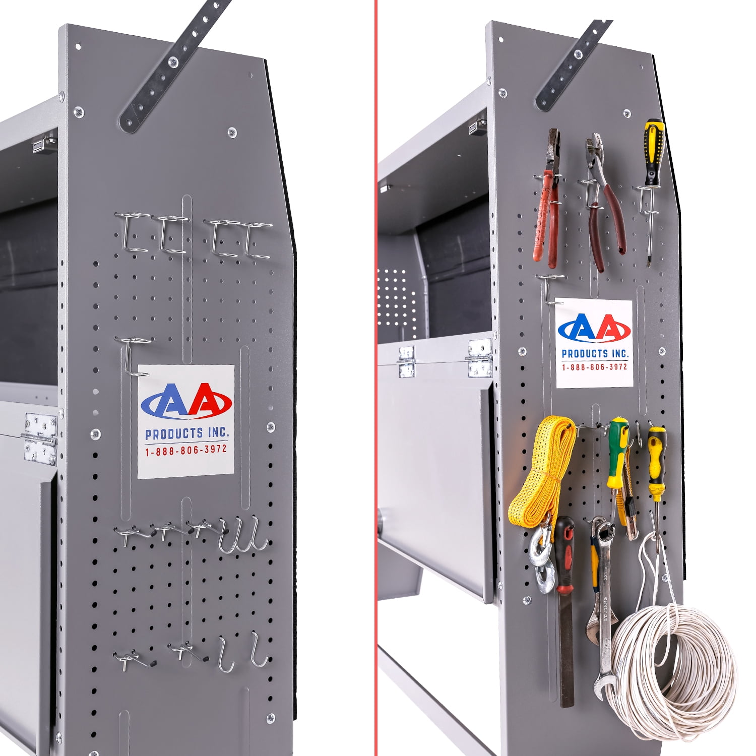 AA-Racks  Pegboard Hooks Assortment with Small Curved Hooks, Double-Ring Tool Holders and Double-Straight Hook, Peg Locks for Organizing Various Tools, 15 Piece