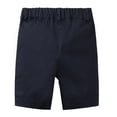 thumbnail image 3 of LittleSpring 4T Boys Chino Shorts Toddler Uniform Shorts with Elastic Waist Casual Pull On Solid Navy Blue, 3 of 6