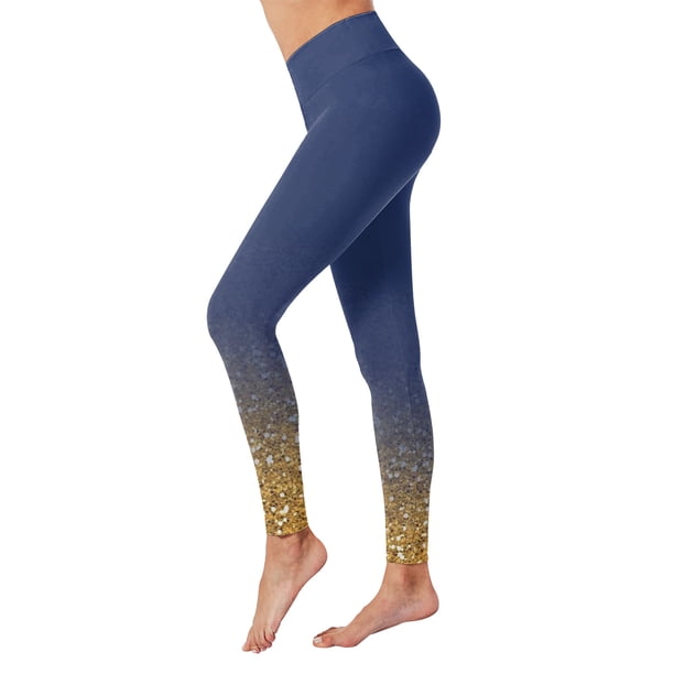 Gibobby Pantimedias yoga Dama Pantalones estampados para mujer, mallas, cintura alta, entrenamiento, correr, deportes, mallas, levantamiento de glúteos, pantalones de Yoga(Azul marino, S)