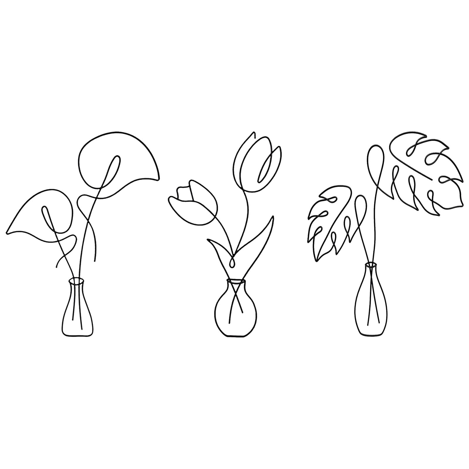Home Desktop Ornaments Minimalist Decor Metal Living Wall Room Flower