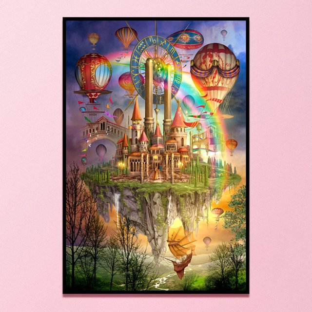 Cuadros Decorativos Bordado completo estampado Sky City Rainbow DIY 11CT hilo de algodón Kit de punto de cruz Ndcxsfigh Nuevos Originales