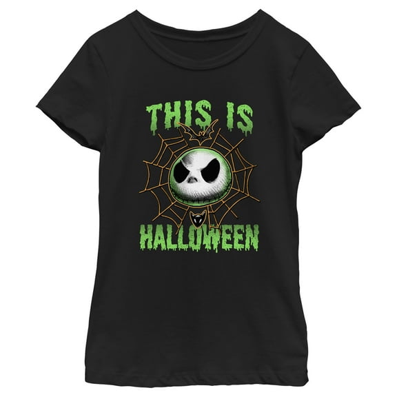 Girl's The Nightmare Before Christmas This Is Halloween Jack Face  Graphic Tee Black X Large