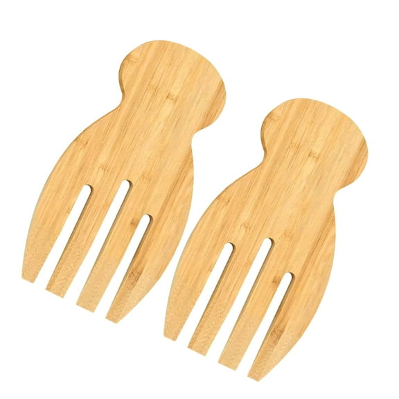ULTNICE Salad Serving Tongs 2Pcs Hand Shaped Wooden Salad Hands For Cooking