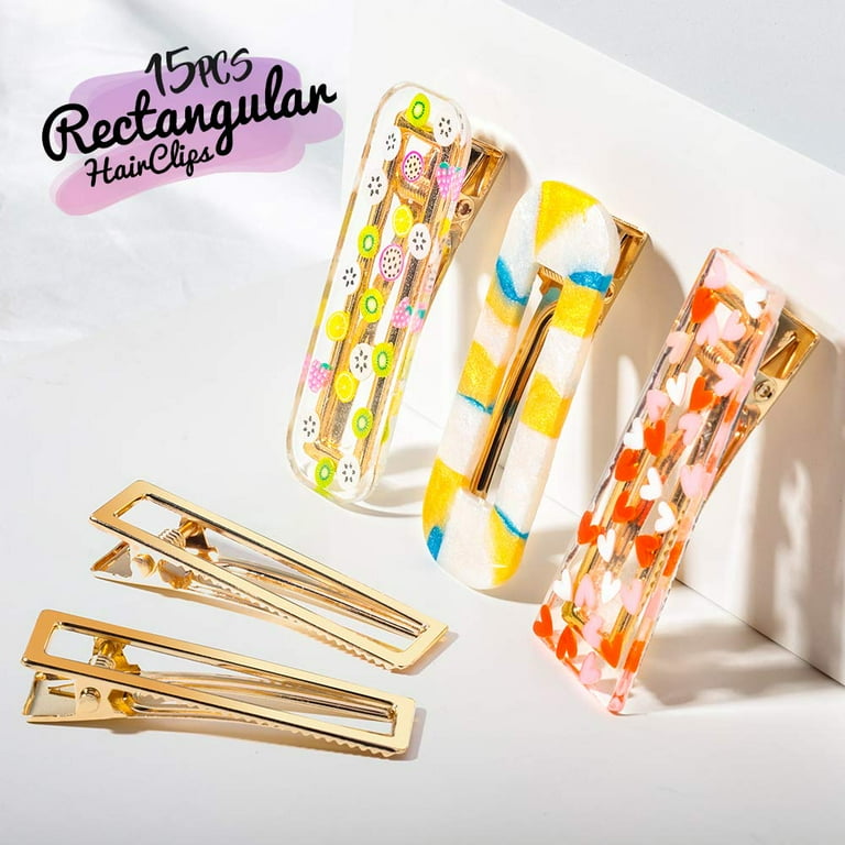 Metal Hair Clips, LEOBRO 50PCS Hair Clips for Women, Girls, Alligator Clips,  Clips for Hair, Hair Barrettes for Women, for DIY Acrylic Resin Hair Clips,  Hair Bows, Crafts, Gold