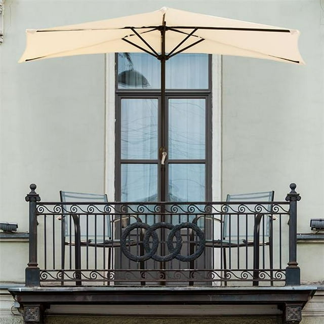 Pure Garden M150055 Parapluie de Patio Demi-Rond de 9 Pieds - Tan