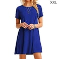 thumbnail image 1 of Vestido Mujer Verano Camiseta Larga Vestido De Manga Corta De Color Sólido, Azul, XXL Methold AP001906-20, 1 of 4