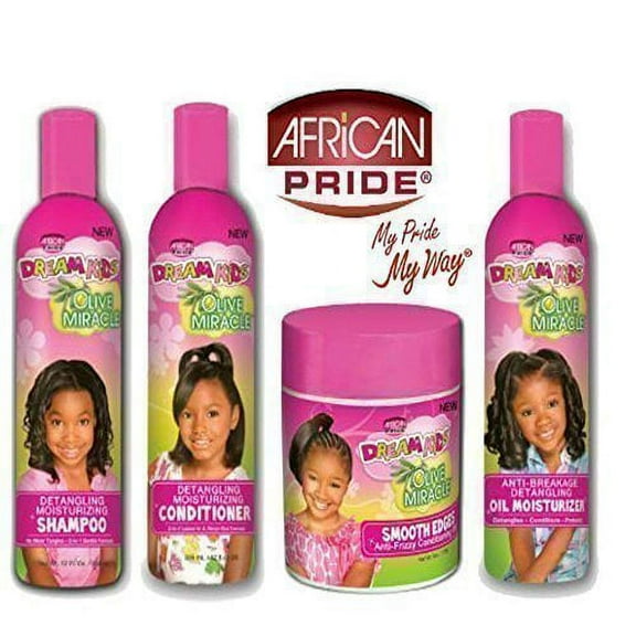 Dream African Pride Kids Olive Miracle Detangling Moisturizing Set Of 4 Products C32