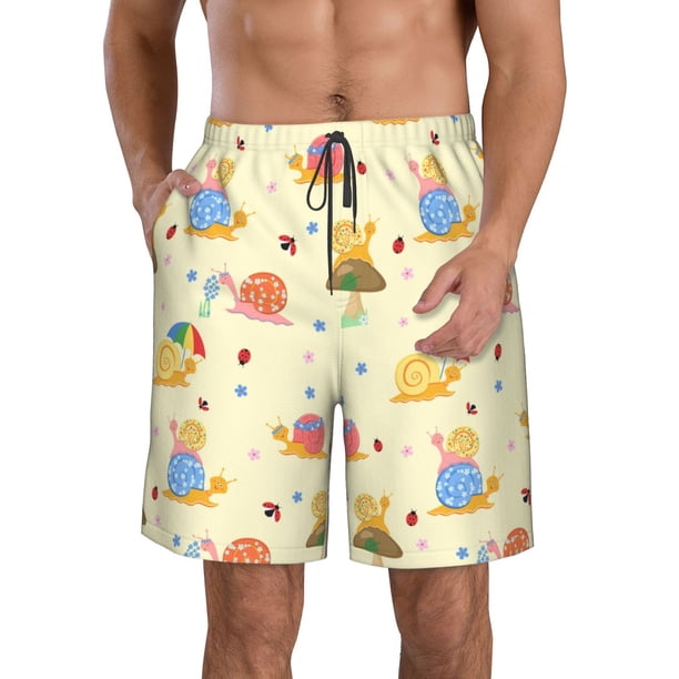 Fotbe Colorful Cartoon Snail Trajes de Baño Estampados para Hombre, Shorts de Verano de Secado Rápido, Ropa de Playa, Bañadores-X-Large