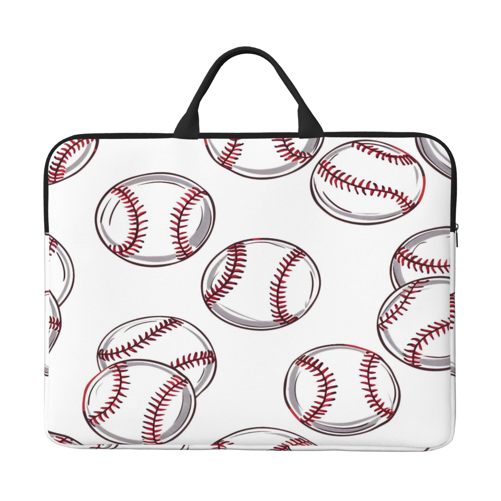 Laptop Sleeve Bag For Women Men 14inch Waterproof Durable Protective Computer Carrying Cover Handle Laptop Case Bag Baseball Theme Sporty Dynamic Style White Baseballs With Red Stitching