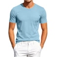 thumbnail image 2 of HAOTAGS Men’s Athletic T-Shirt Breathable Mesh Short Sleeve Running Shirts Moisture-Wicking Lightweight, with Pocket Crew Neck Tops Sky Blue Size S, 2 of 10