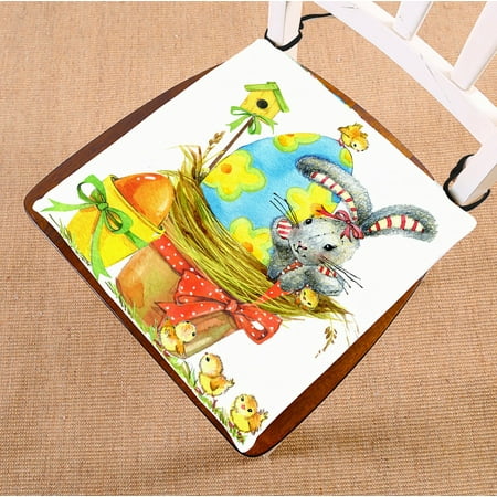 

PHFZK Watercolor Chair Pad Easter Bunny Egg and Spring Chicken Seat Cushion Chair Cushion Floor Cushion Two Sides Size 16x16 inches