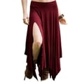thumbnail image 2 of Bnwani Womens Skirt,Skirt for Women,High Waist,Handkerchief,Flare,Solid,Wine,3XL, 2 of 5