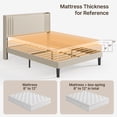 thumbnail image 2 of Queen Size Bed Frame, Upholstered Platform Bed with Charging Stations, Noise-Free, No Box Spring Needed, Easy Assembly, Beige, 2 of 9