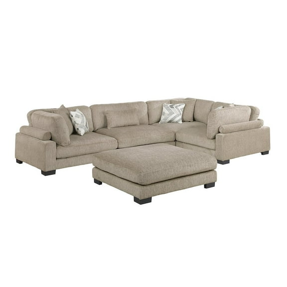 Lexicon Corydon Microfiber 5-Piece Modular Sectional with Ottoman in Brown