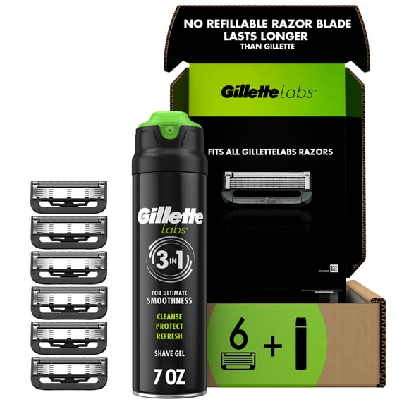 Recambios de afeitar para Gillette Labs con barra exfoliante para hombre y gel