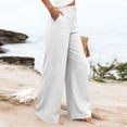 thumbnail image 7 of Linen Pants Women 2026 Summer Casual High Waist Straight Leg Trousers Lightweight Loose Plus Size Pant with Pockets White M, 7 of 7