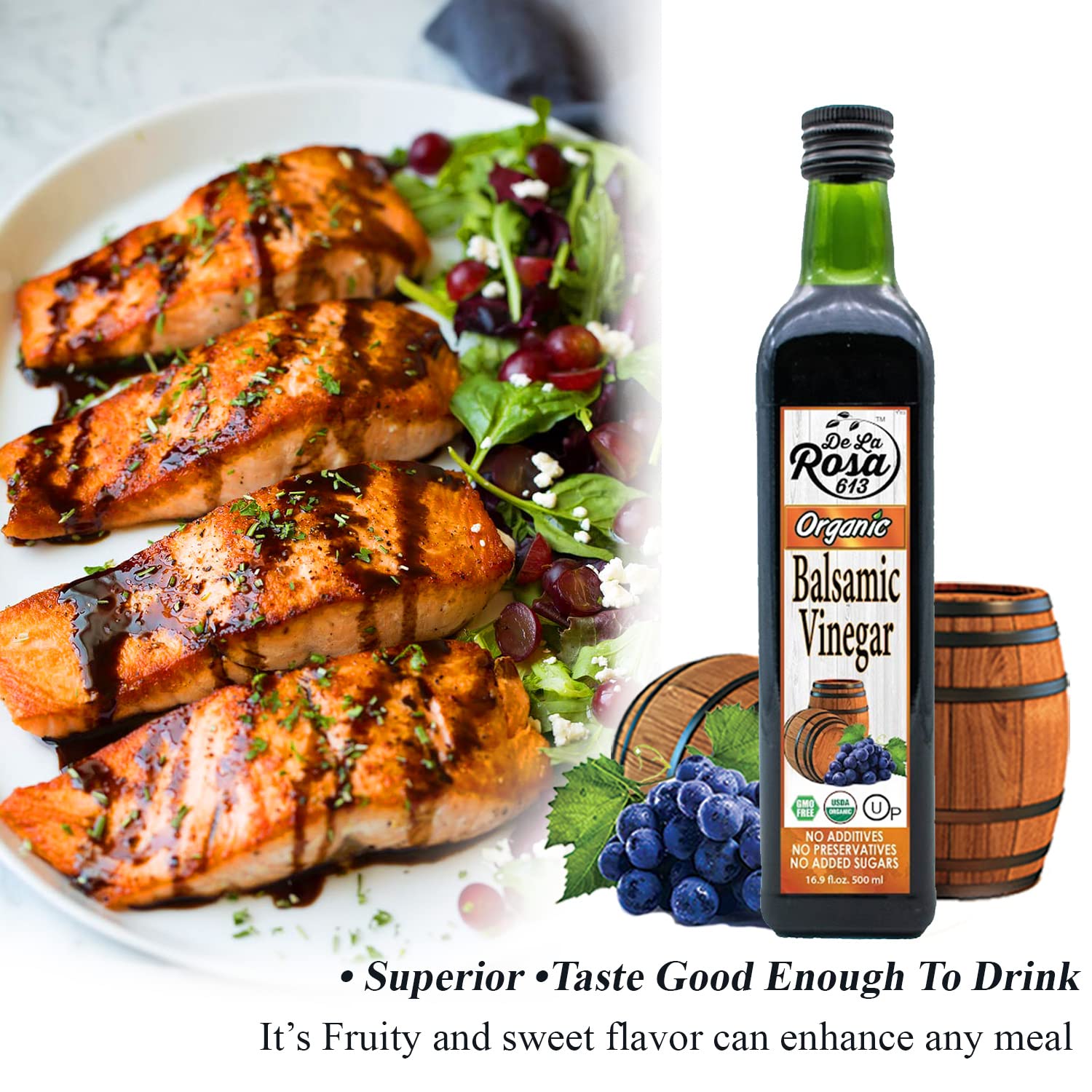 De La Rosa613 White Wine, Red Wine & Balsamic Vinegar Wineskin, 16.9 Oz (Pack of 3)