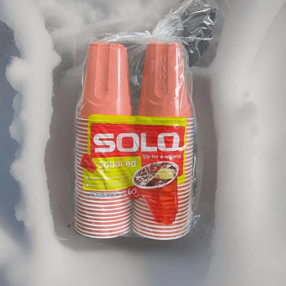 Solo Disposable Plastic Cups, Squared Base, 18 oz, Orange, 60 Count