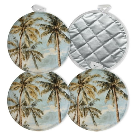 

4 PCS Pot Holders for Kitchen Potholders Sets with Hook for Oven Cooking Baking Weather - Beaten Palm Trees