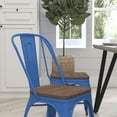 thumbnail image 3 of Merrick Lane Blue Metal Dining Chair With Curved Vertical Slatted Back And Textured Wooden Seat, 3 of 7