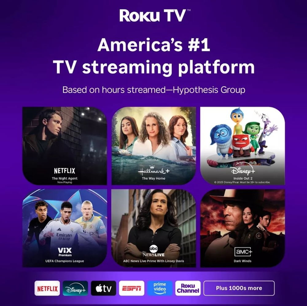 Hiro 55" 4K HDR Smart TV Flat Screen LED Television with Roku TV and Dolby Audio Streaming H55C4C4