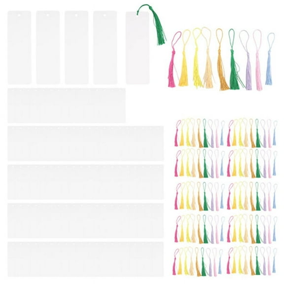 Set of 100 Blank Bookmarks with Colorful Tassels Crafting Material Pack Handmade Paper for DIY and Gift Tags