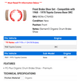 thumbnail image 2 of Front Brake Shoe Set - Compatible with 1968 - 1970 Toyota Corona Base 3RC 1969, 2 of 2