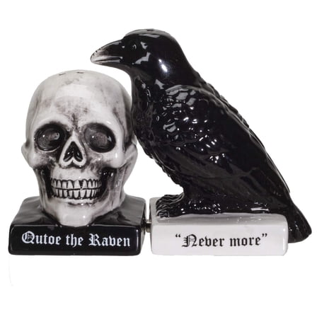 Pacific Giftware Quoth The Raven Halloween Ceramic Salt and Pepper Shakers Set